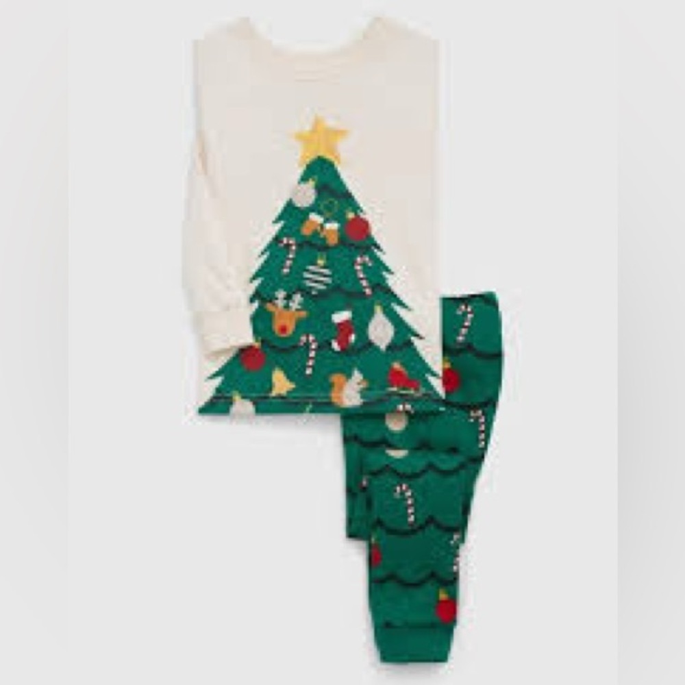 Baby Gap Christmas Tree Pajama Set Green White Multi Size 18-24m